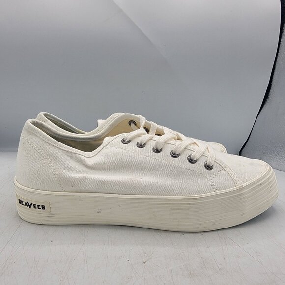 Seavees Monterey Sneaker Platform Womens 9 White Bleach Cotton Canvas Casual - Picture 13 of 13